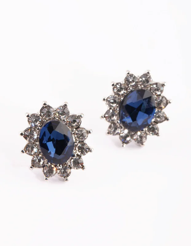 Unique earrings with black diamonds-Silver Diamante & Flower Stud Earring Pack