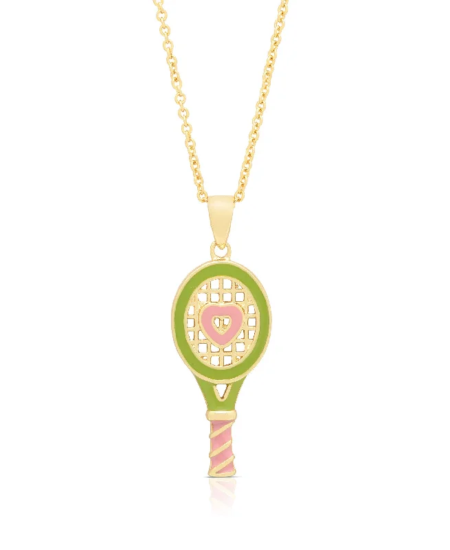 Affordable gemstone necklaces with opal-Tennis Racket Pendant