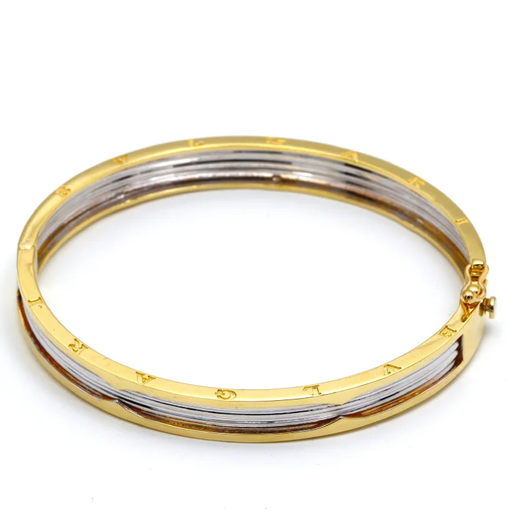 Trendy silver bangles with gemstone designs-Real Gold GZBV 2 Color Bangle BLZ 0223 (SIZE 18) A BA1356