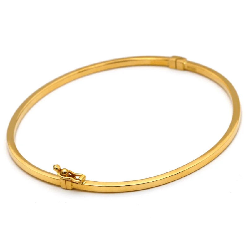 Fashionable leather bracelets for women-Real Gold Plain Bangle 65 MM 0477 (SIZE 21) BA1430