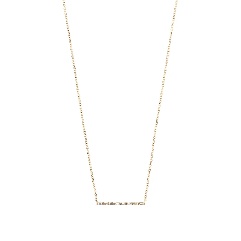 Trendy necklaces with gold accents-London Baguette Bar Necklace