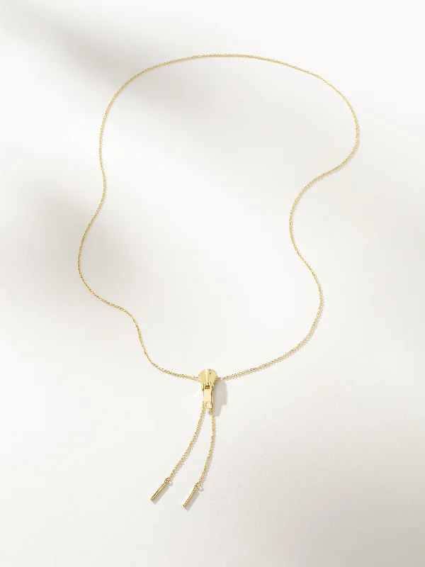 Affordable necklaces for bridesmaids-Adjustable Zipper Lariat Necklace