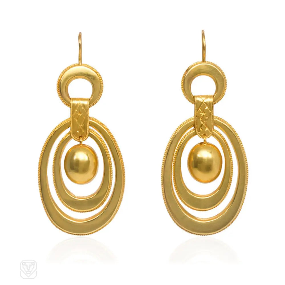 Stylish gold earrings with diamonds-Antique concentric hoop earrings