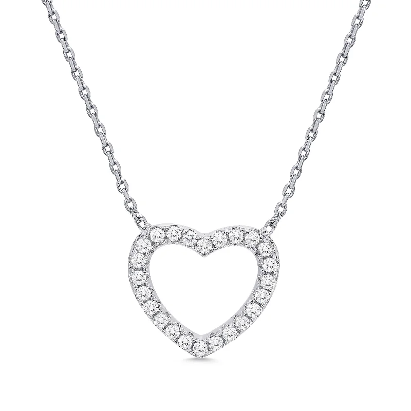 Simple yet elegant necklaces with diamonds-Open Heart CZ Necklace in Sterling Silver