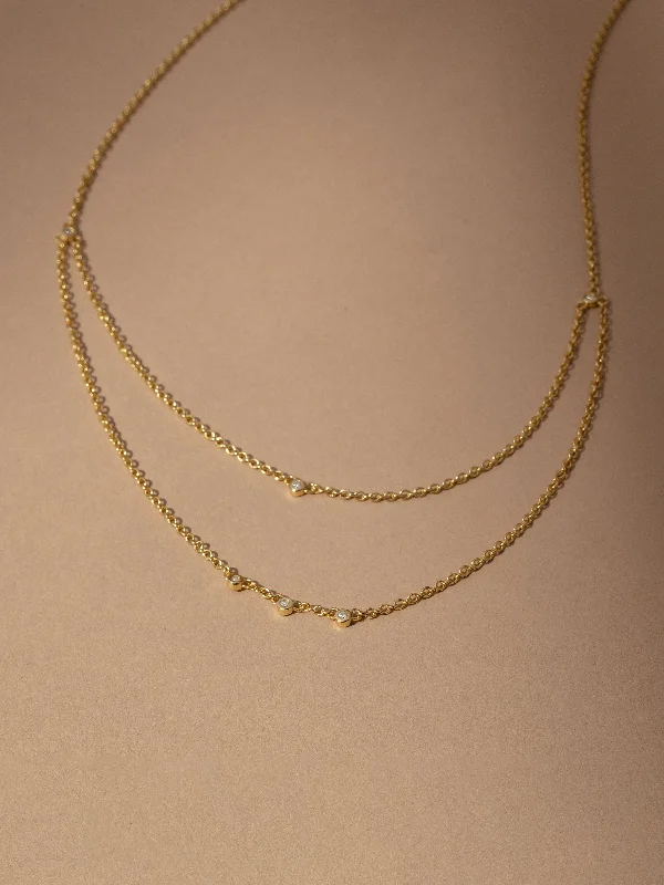 Sparkling necklaces with diamonds for women-Layered Chain Vermeil Necklace