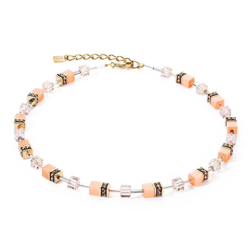 Affordable gemstone necklaces with opal-GeoCUBE® Iconic Mono Gold necklace Apricot Crush