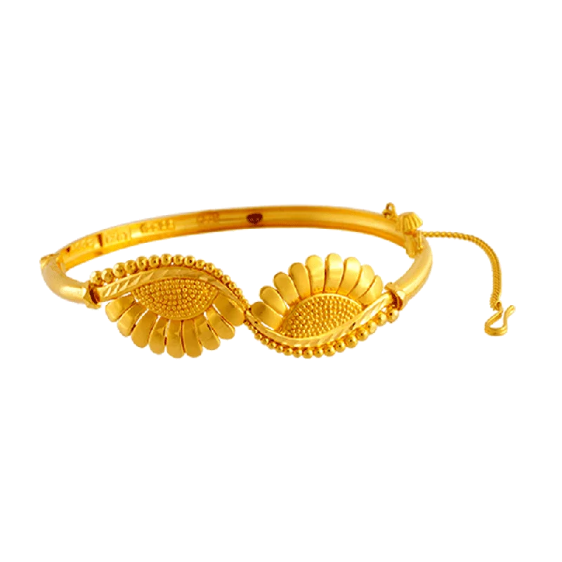 Elegant gold bangles with diamond accents-22KT Yellow Gold Bangle For Women