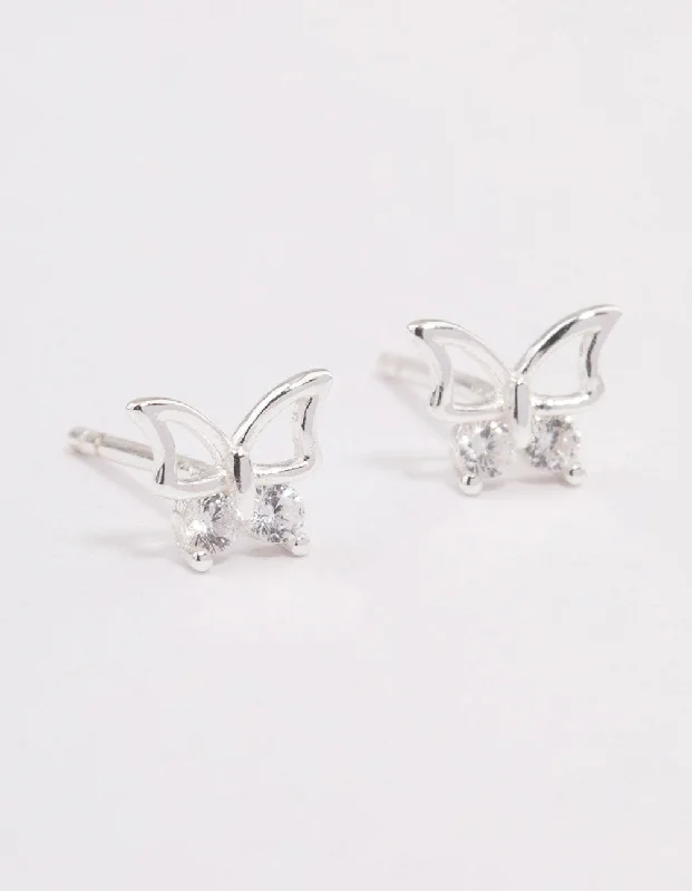 Stunning diamond stud earrings-Sterling Silver Diamante Stud Earrings