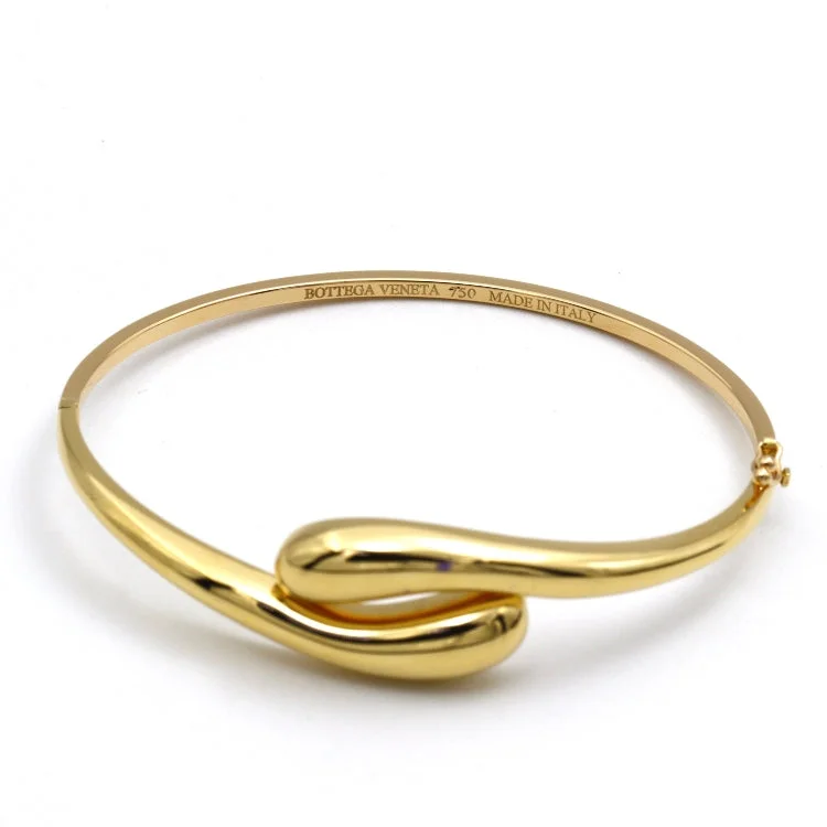 Fashionable bracelets with geometric designs-Real Gold Teardrop Bangle 1244 - (SIZE 17) BA1518