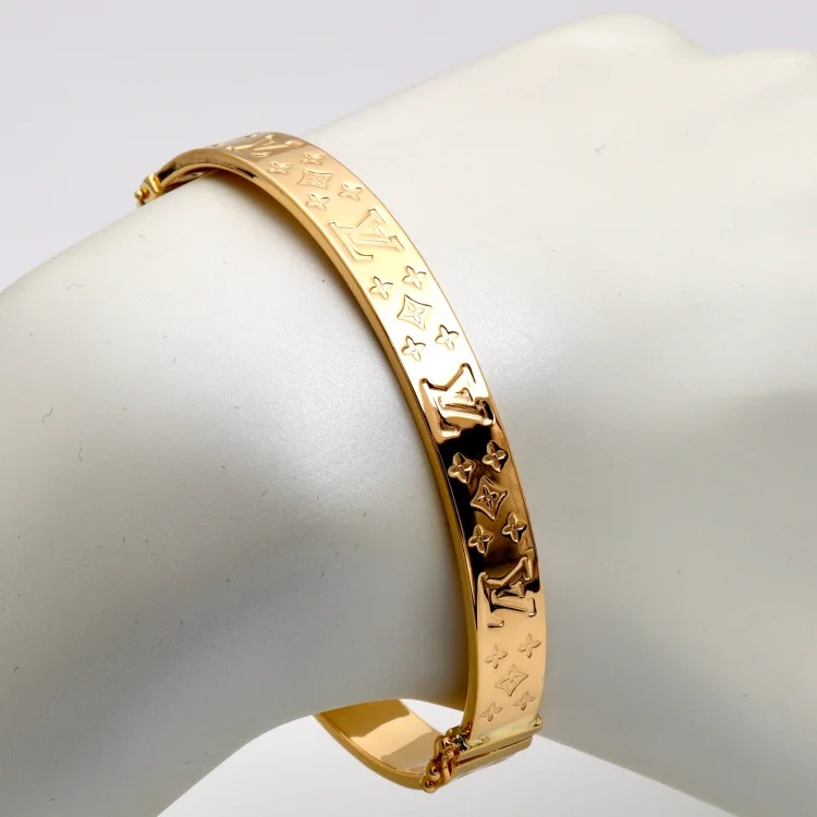 Custom bracelets with engraving for gifts-Real Gold GZLV Bangle BLZ215 (SIZE 21) BA1311