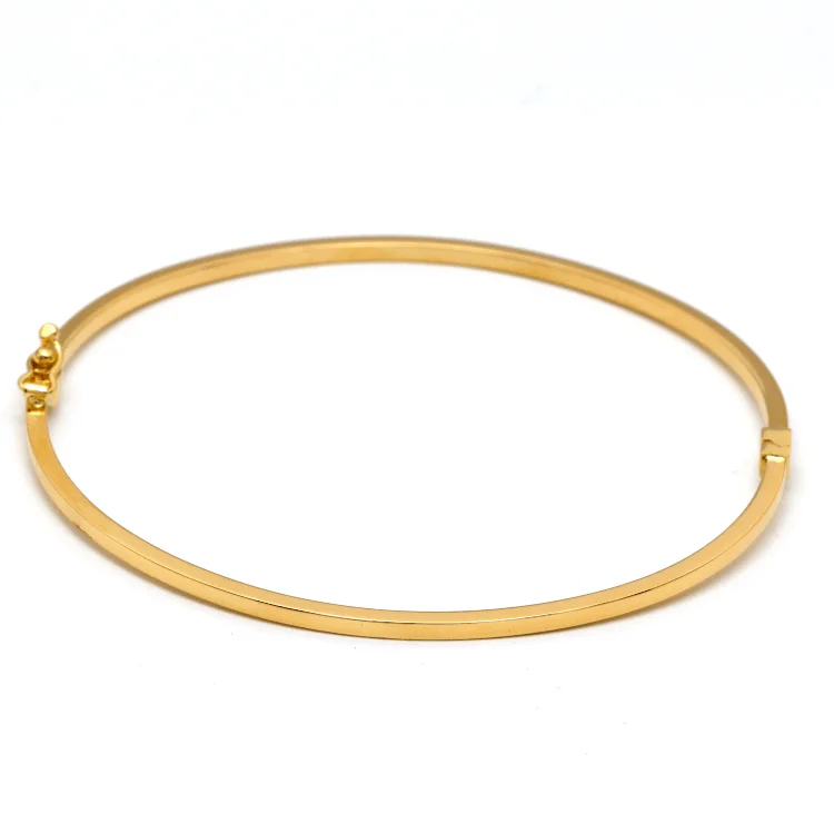 Classic gold bracelets for formal events-Real Gold Plain Bangle 63 MM 0477 (SIZE 18) BA1433