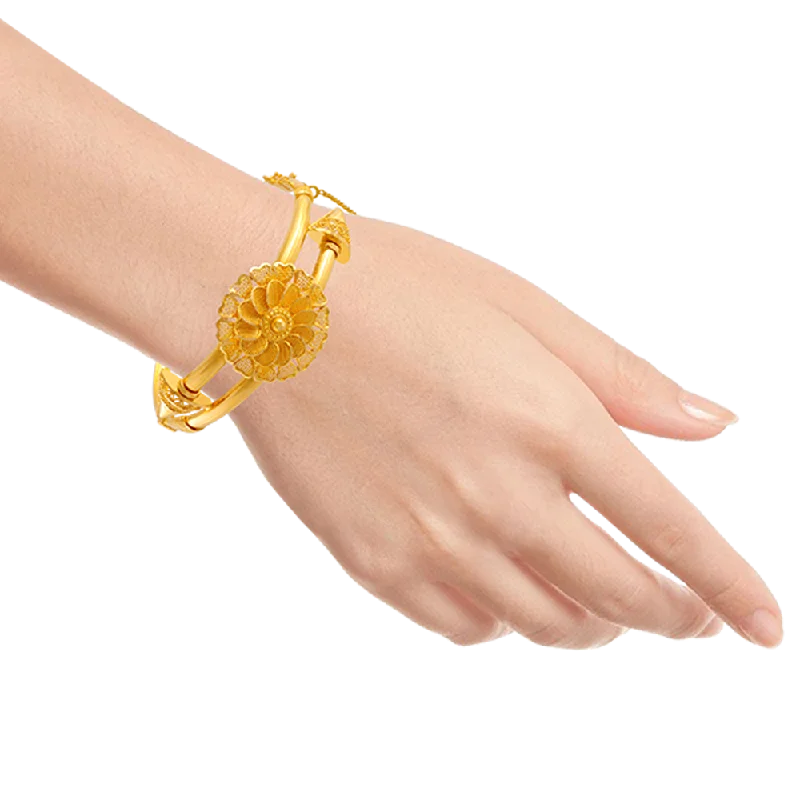 Elegant silver bangles with cubic zirconia-22KT Yellow Gold Bangle For Women