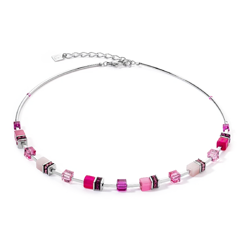 Trendy necklaces with gold accents-GeoCUBE® Iconic Lite Necklace magenta