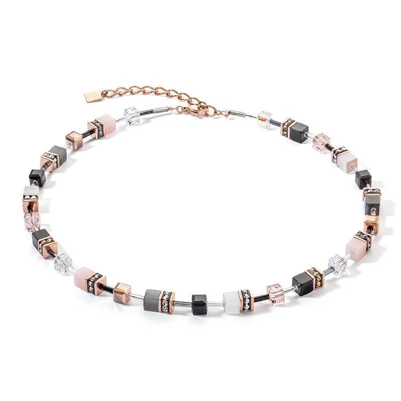 Affordable necklaces with sapphire stones-GeoCUBE® Iconic necklace rose gold soft