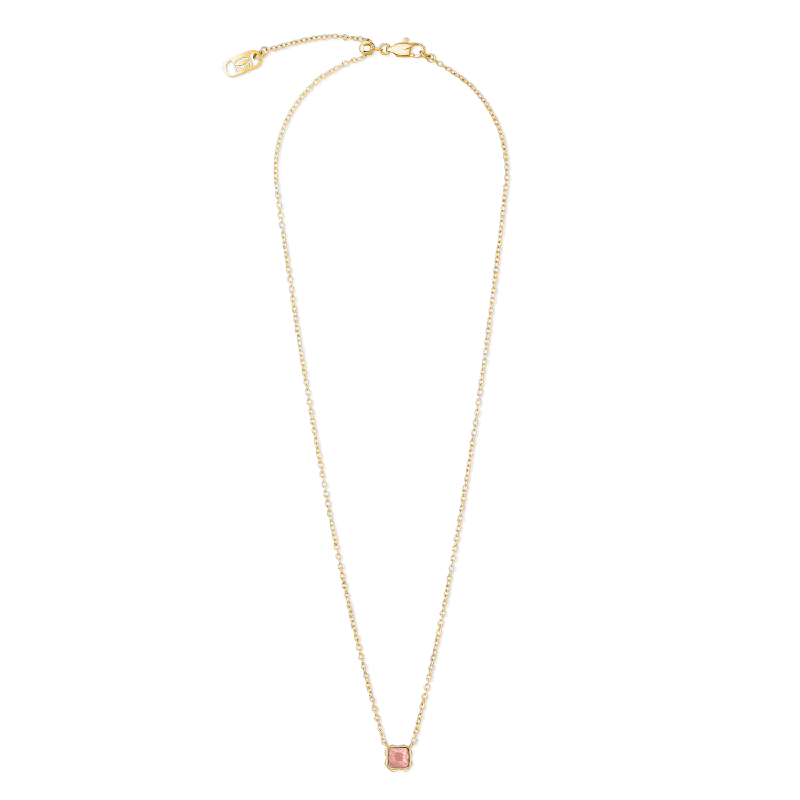 Simple necklaces for casual wear-Birthstone July Necklace Rhodochrosite Gold