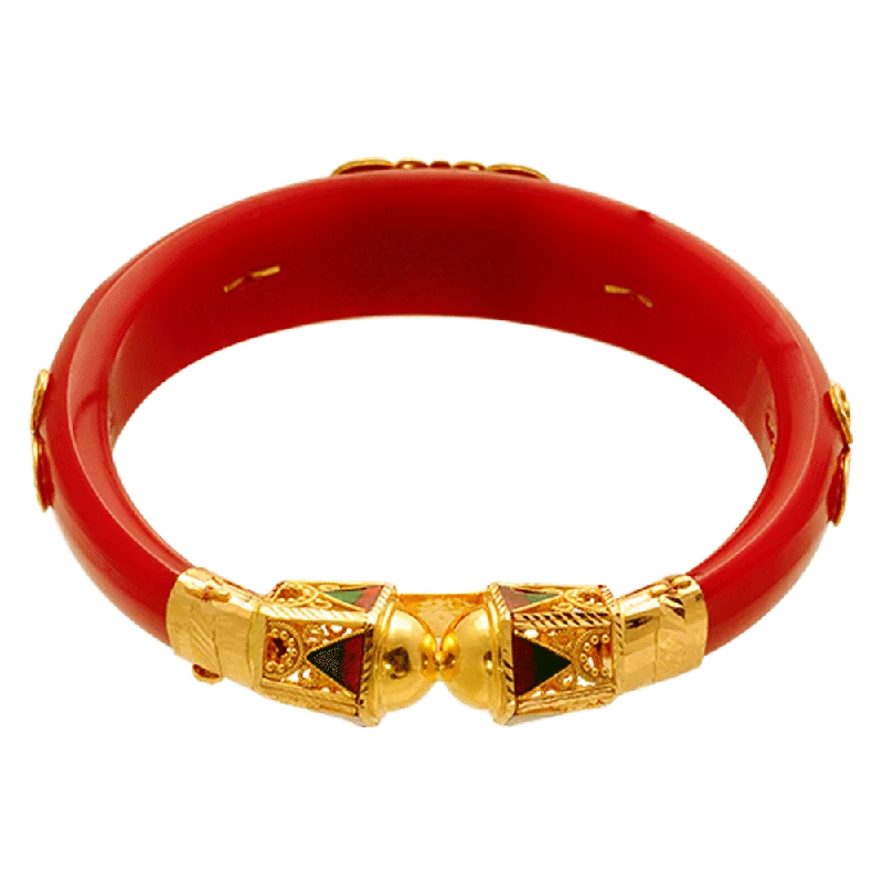 Elegant bangles with gemstone accents-22KT Yellow Gold Bangle For Women