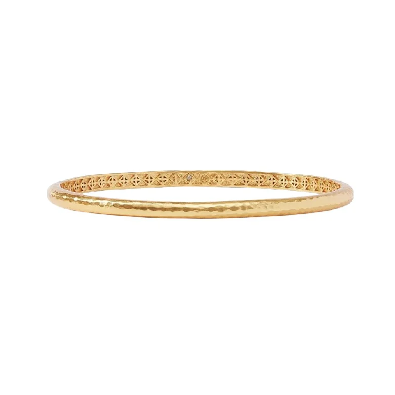 Trendy bracelets with leather bands-24K Yellow Gold Overlay 'Havana' Demi Bangle