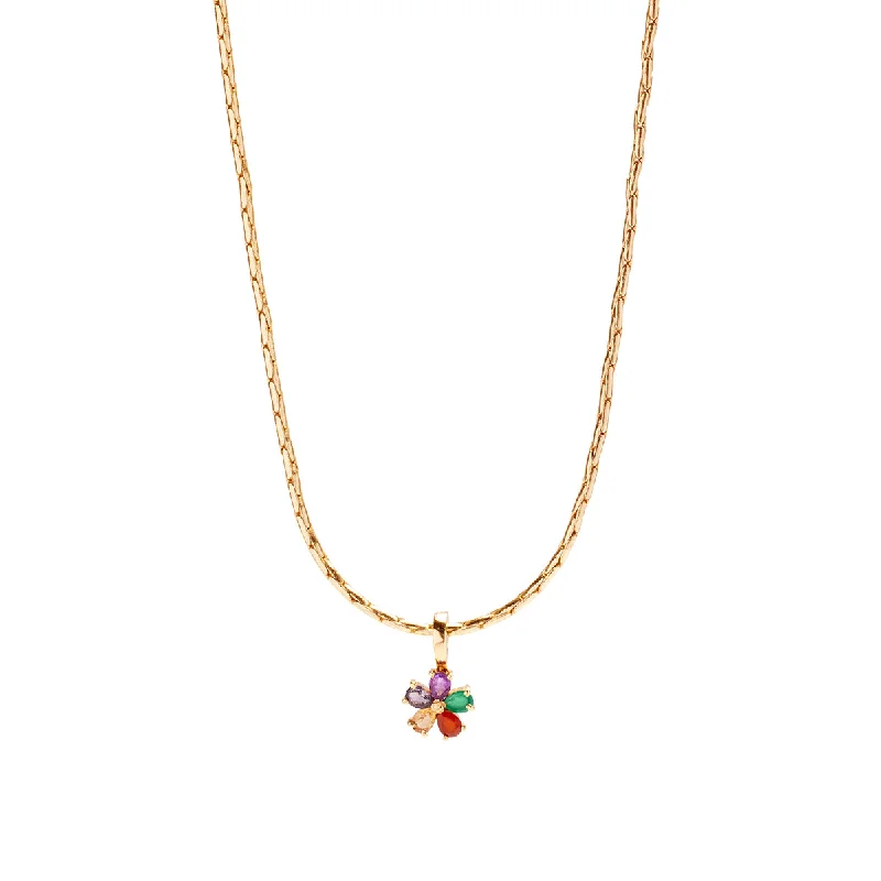 Fashionable necklaces with fringe details-Rainbow Daisy Necklace Charm on Isla Round Snake Chain