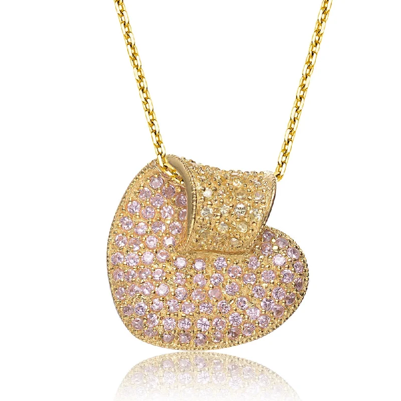 Personalized gold necklaces for women-Louise Golden Pink Heart Necklace