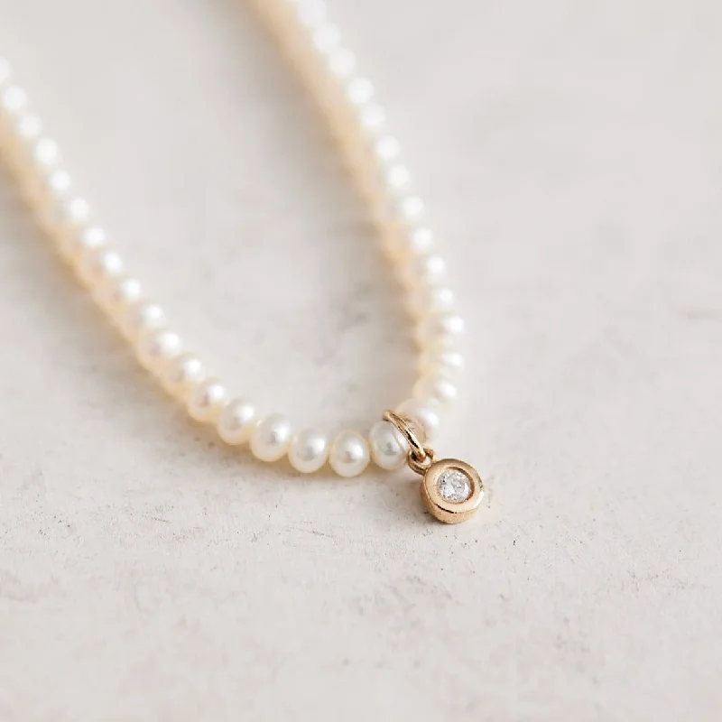 Affordable necklaces with sapphire stones-Baby Pearls & Diamond Necklace