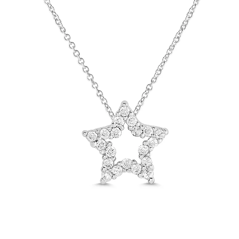 Affordable necklaces with freshwater pearls-Open Star CZ Necklace in Sterling Silver