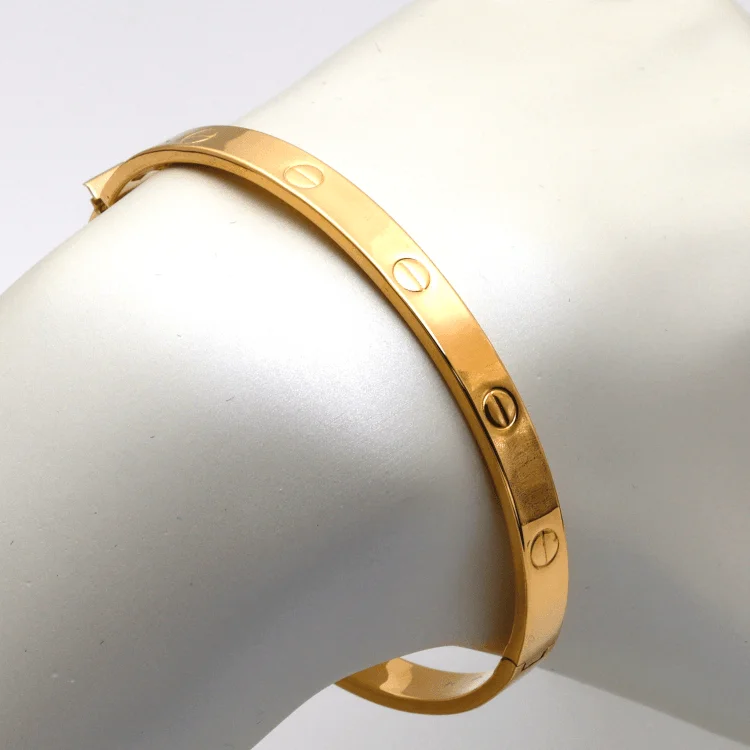 Personalized bangles with engravings-Real Gold Plain Bangle GZJCT0278 - (SIZE 16.5) BA1543