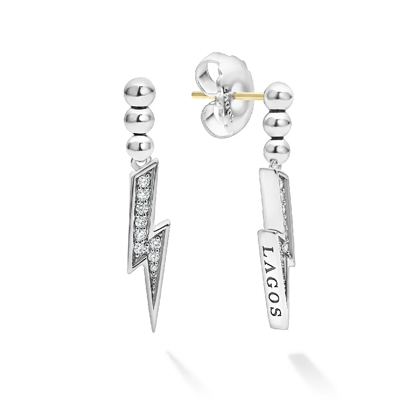 Trendy earrings with tassels-Caviar Spark Lightning Bolt Diamond Drop Earrings