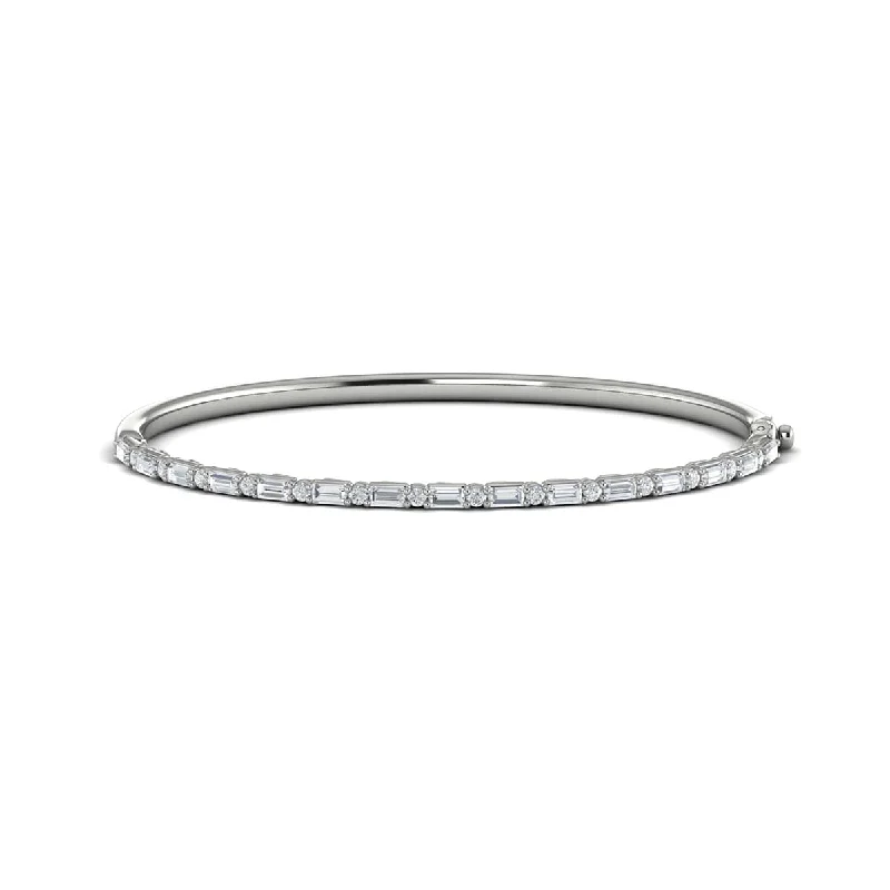 Stunning bracelets with clear crystals-Diamond Baguette Hinged Bangle