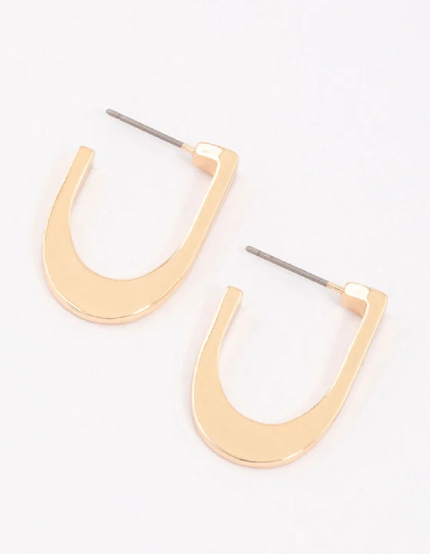 Modern stud earrings for women-Gold Angled Classic Hoop Earrings