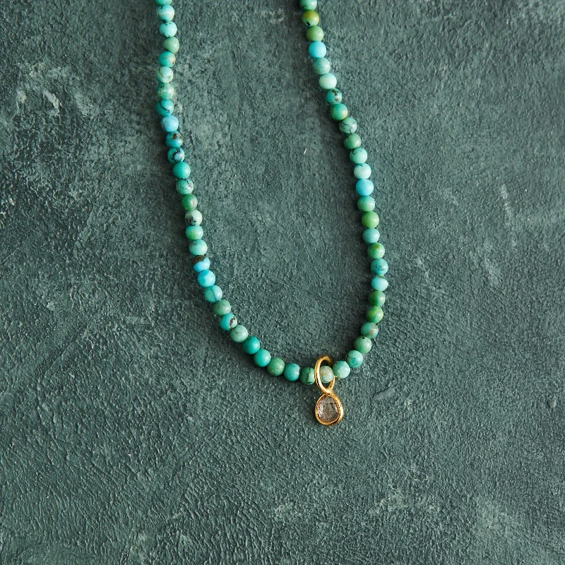 Affordable gemstone necklaces-Diamond & Turquoise Necklace