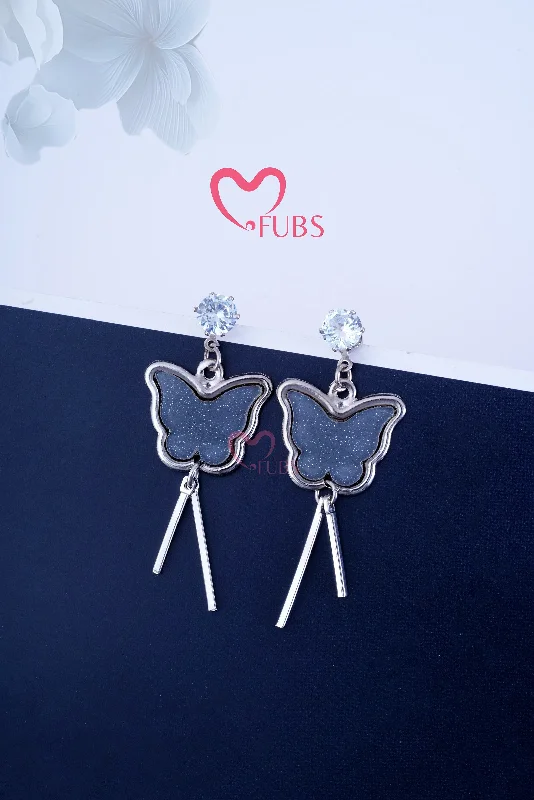 Elegant diamond drop earrings-Crystal Butterfly Drop Earrings