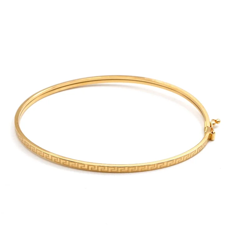 Fashionable bracelets with geometric designs-Real Gold Thin Plain Maze Hoop Bangle 1017/2 - (SIZE 17) BA1580