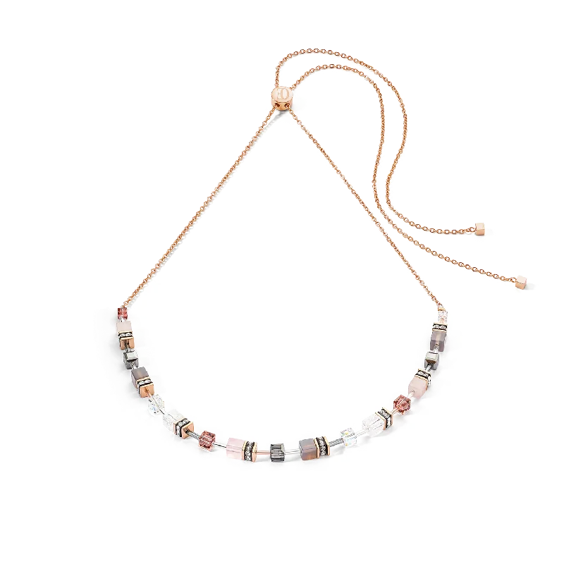 Sparkling necklaces with diamonds for women-GeoCUBE® Iconic Nature Chain necklace rose