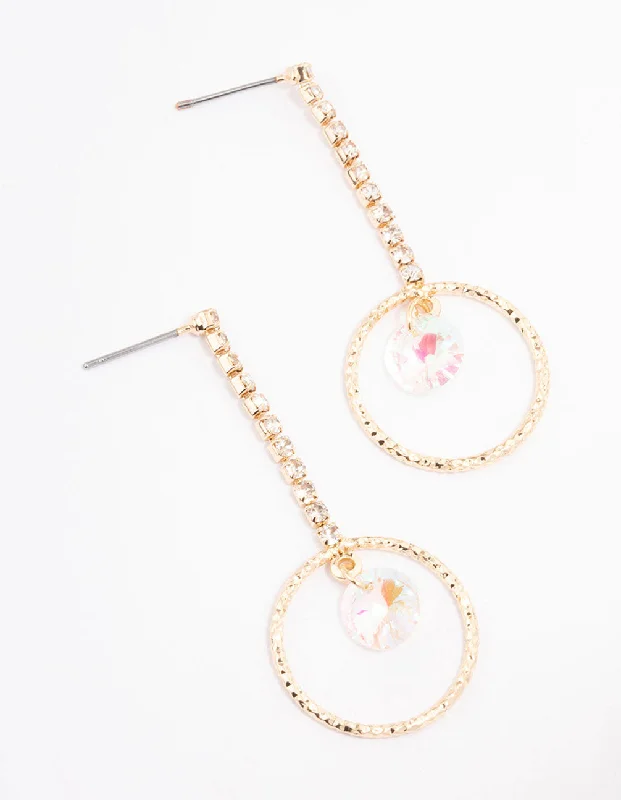 Chic earrings for formal events-Gold Cup Chain Circle Drop Earrings