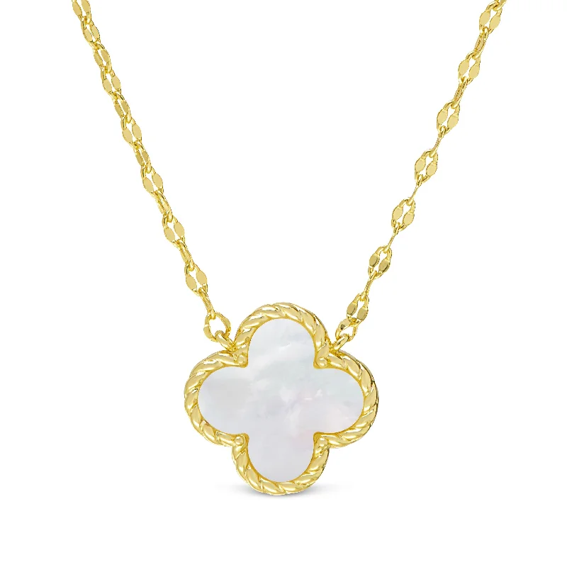 Stylish necklaces with gold-plated accents-Mother of Pearl Clover Necklace