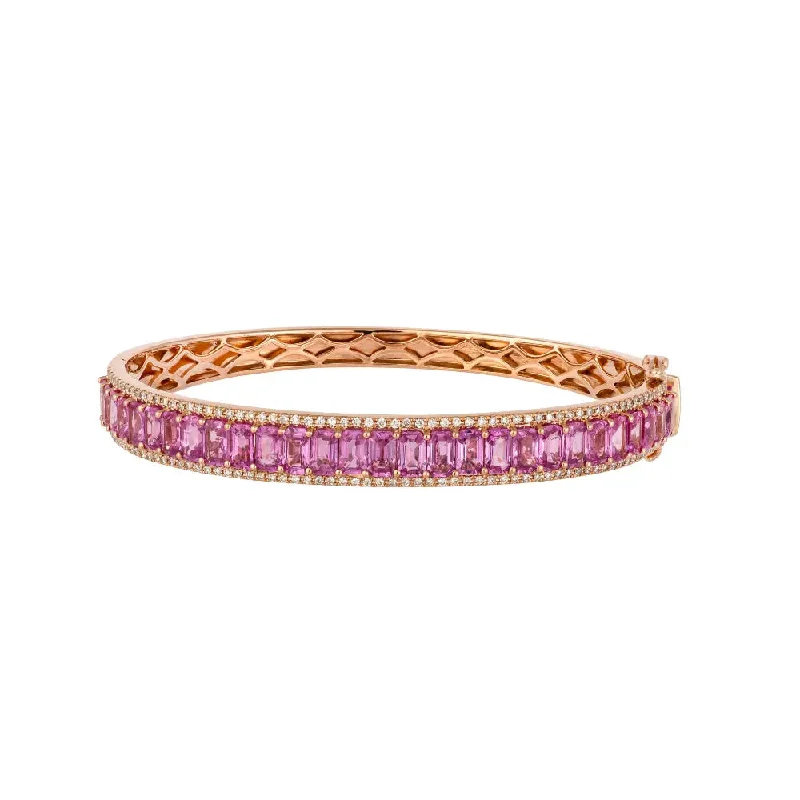 Personalized bracelets with charms-Pink Sapphire and Diamond Bangle