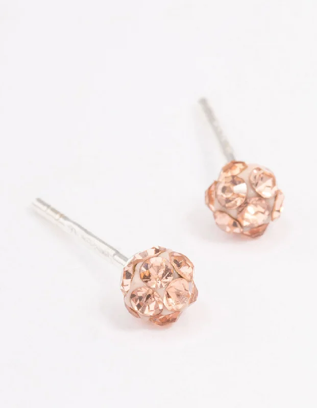 Beautiful earrings with colored diamonds-Sterling Silver Blush Fireball Stud Earrings