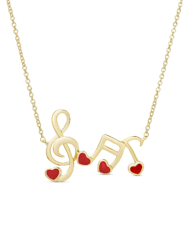 Beautiful necklaces with intricate patterns-Musical Note Links Necklace - Red