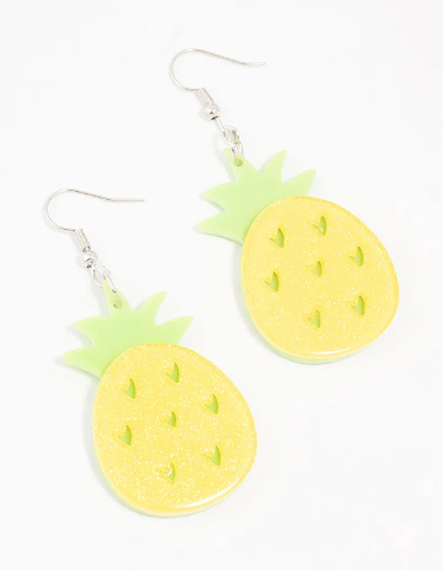 Affordable gemstone earrings for women-Acrylic Pineapple Drop Earrings