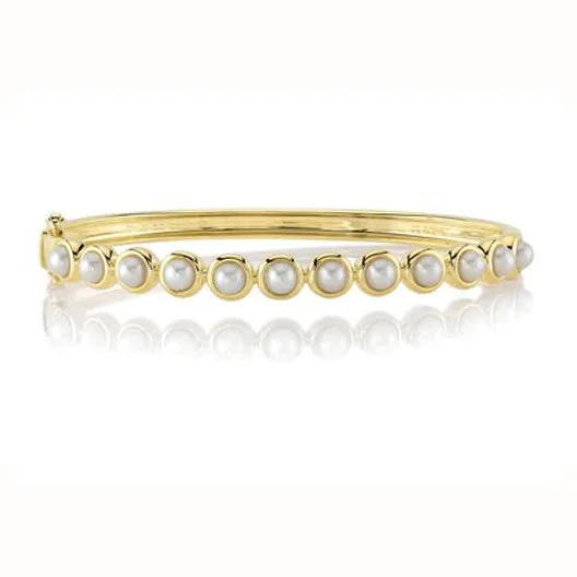 Simple gold bangles for casual wear-Pearl Bangle