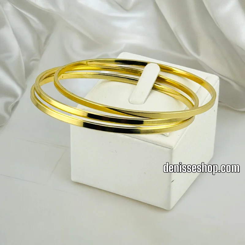 Elegant bangles with gemstone accents-14K THREE BANGLE SET BR483