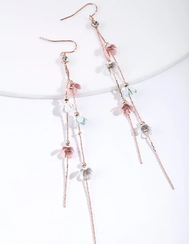 Trendy earrings with tassel designs-Mixed Pastel Flower Earrings