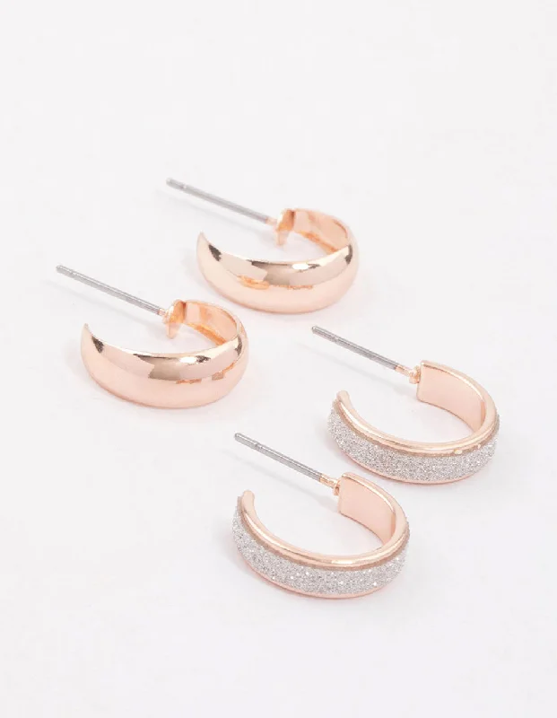 Elegant earrings with pearl accents-Rose Gold Glitter Pearl Earring Pack