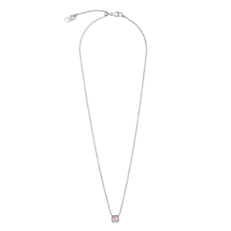 Elegant gemstone necklaces with gold chains-Birthstone October Necklace Rose Quartz Silver