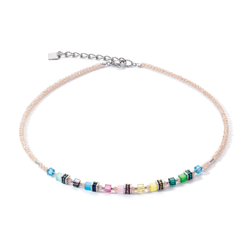 Trendy choker necklaces with crystals-Mini Cubes necklace multicolour pastel