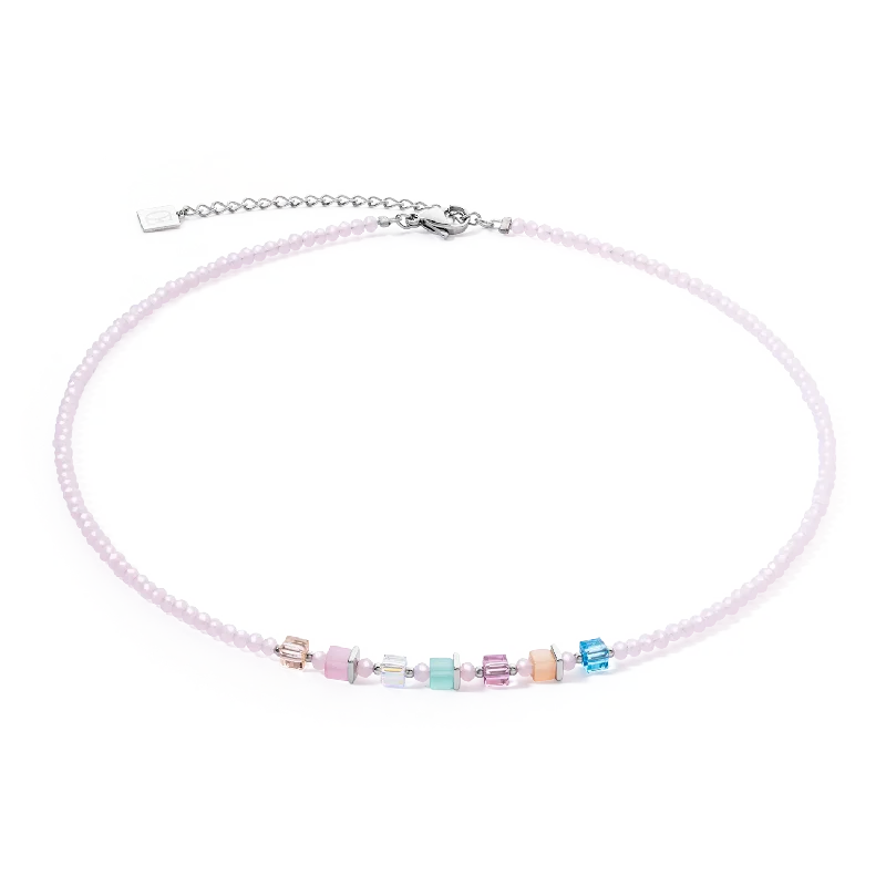 Custom necklaces with message engraving-Joyful Colours necklace pink-multicolour