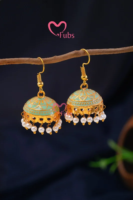 Elegant pearl earrings with gold settings-Classic Design Bead Jhumka Earrings