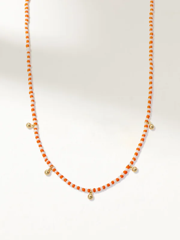 Elegant necklaces with precious gemstones-Sunset Beaded Necklace