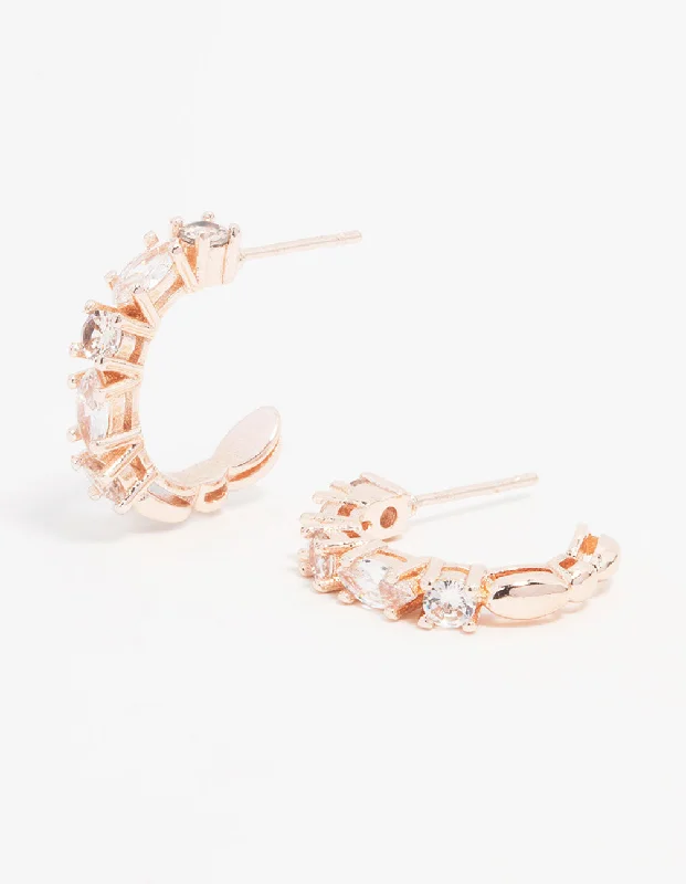 Modern stud earrings for women-Rose Gold Plated Pear Mixed Stone Cluster Earrings