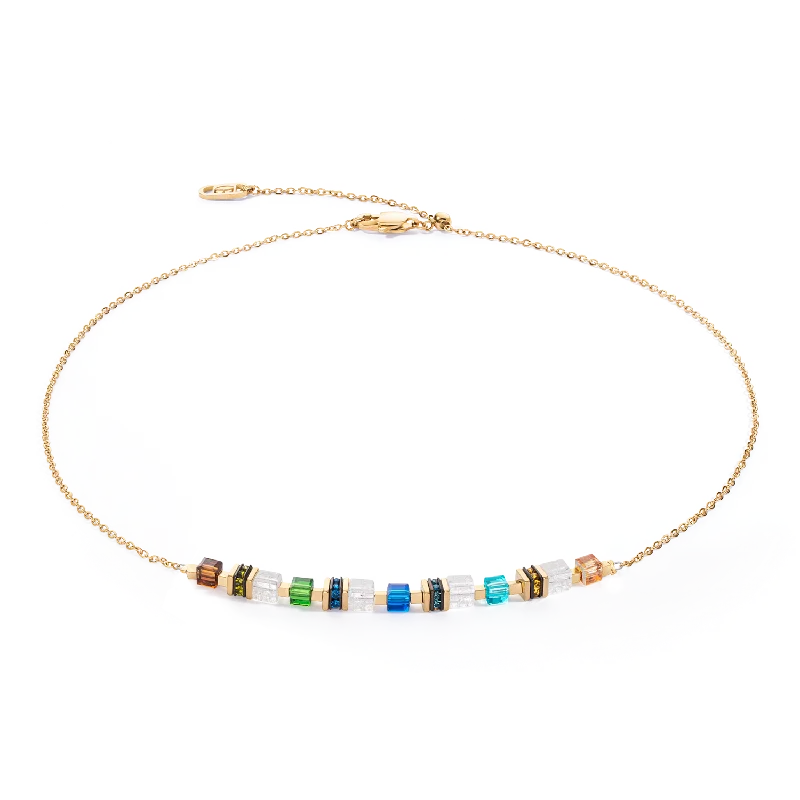 Elegant necklaces with moonstone designs-Necklace Mini Cubes & Chain gold-multicolour